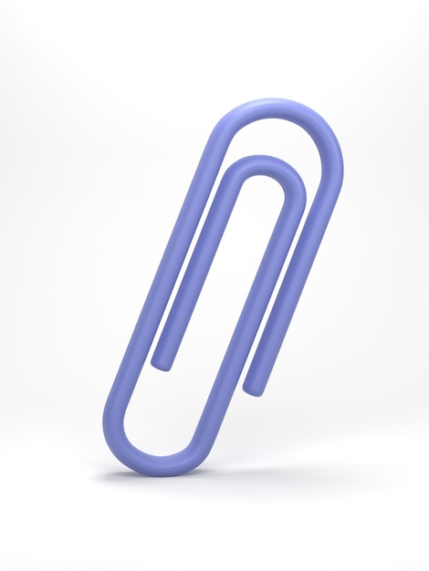 3D render 3D illustration Paperclip icon Paperclip attachment isolated on white background Tool for paper and document