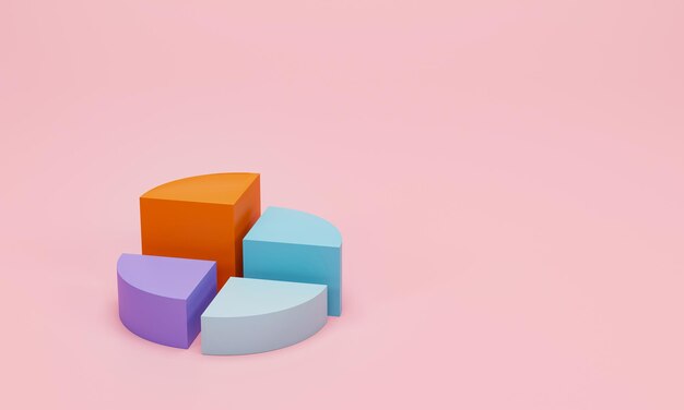 3D render 3D illustration Pie chart infographic icon Simple circle diagram graph icon on pink paste