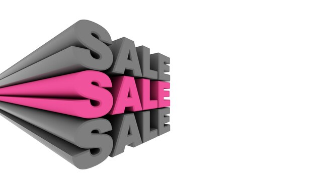 Photo 3d render 3d text on the topic of sale and business on a white background