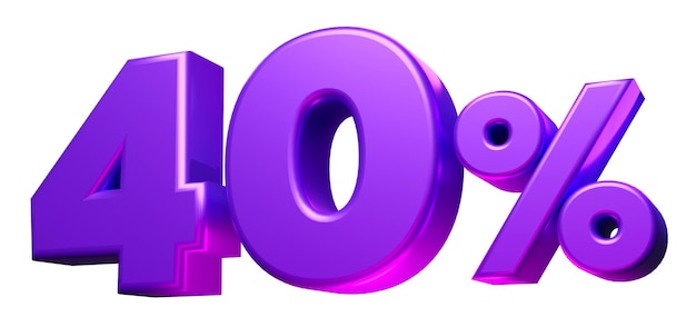 3d render 40 percent icon sign symbol promotion sales discount element illustration