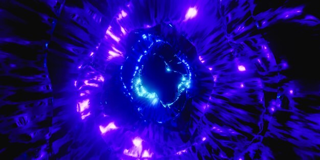 3D render of 4K UHD neon light with glowing blue and purple color effect