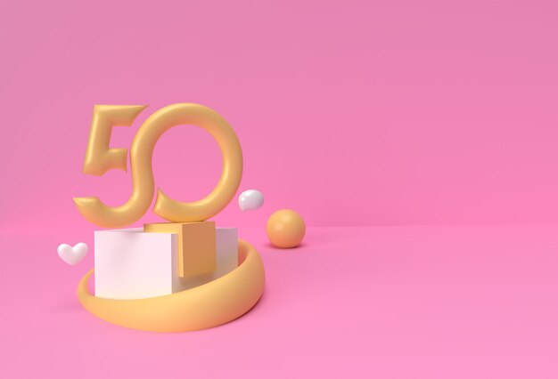 3d render 50 cinquanta numeri di visualizzazione dei prodotti pubblicitari. progettazione dell'illustrazione del manifesto del volantino.