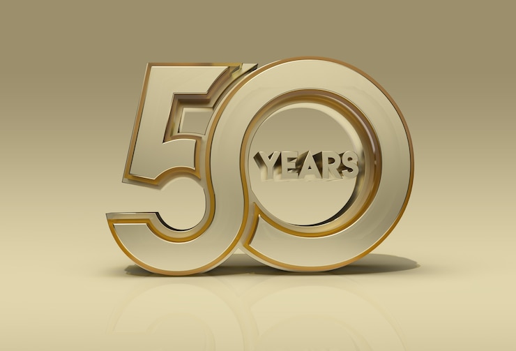 Foto 3d render 50 jaar feest - pengereedschap gemaakt uitknippad opgenomen in jpeg gemakkelijk te componeren.