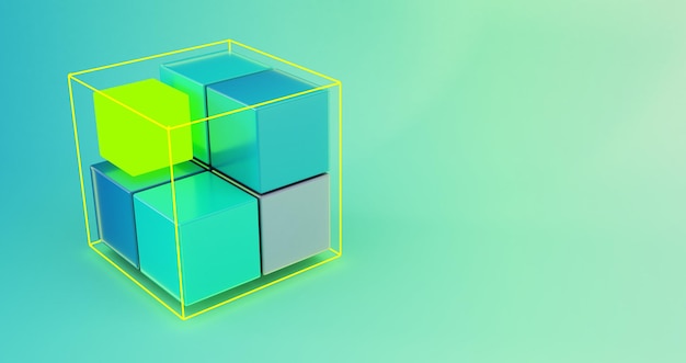 3D render of abstract 3D background colored abstract cube forme