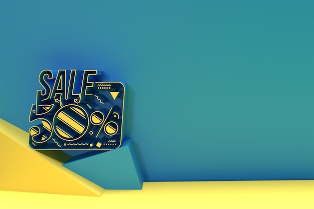 3D Render Abstract 50% Sale OFF Discount Banner 3D Illustration Design.