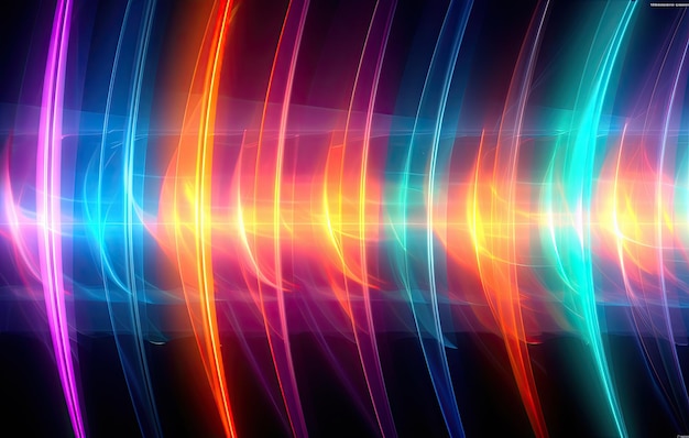 Foto 3d render abstract achtergrond neon lijnen licht effect ultraviolet