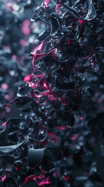 Photo 3d render abstract background black and red metallic background