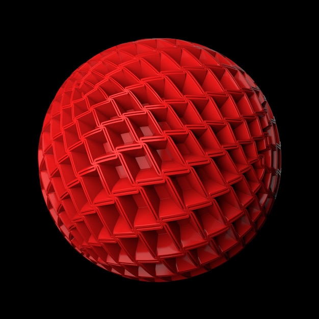 3d render abstract background. Displacement surface. Random patterns extruded from the sphere shape.