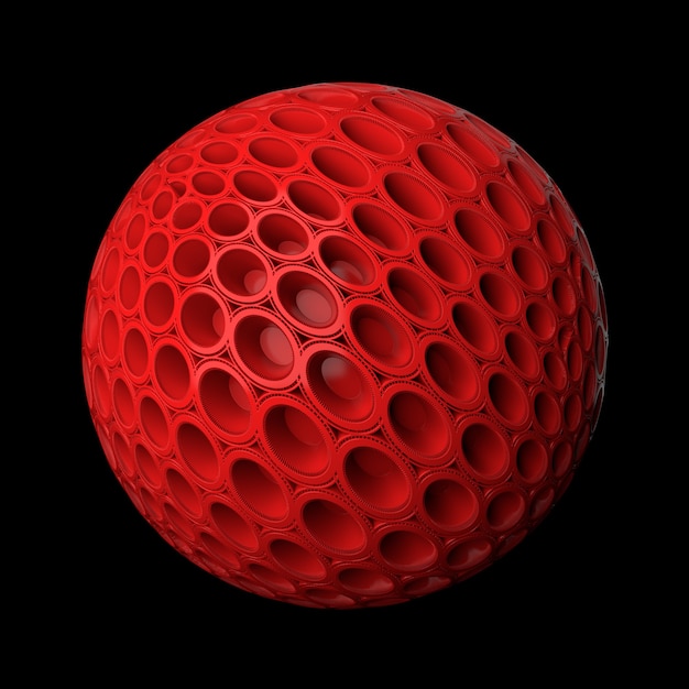 3d render abstract background. Displacement surface. Random patterns extruded from the sphere shape.
