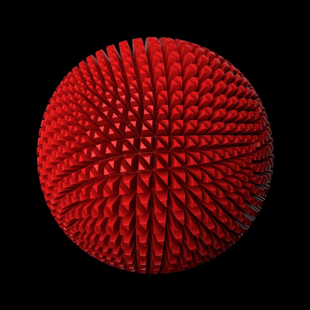 Photo 3d render abstract background. displacement surface. random patterns extruded from the sphere shape.