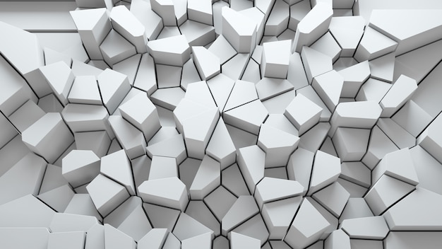 3d render abstract background. Geometry shapes that goes up and down. Random forms.