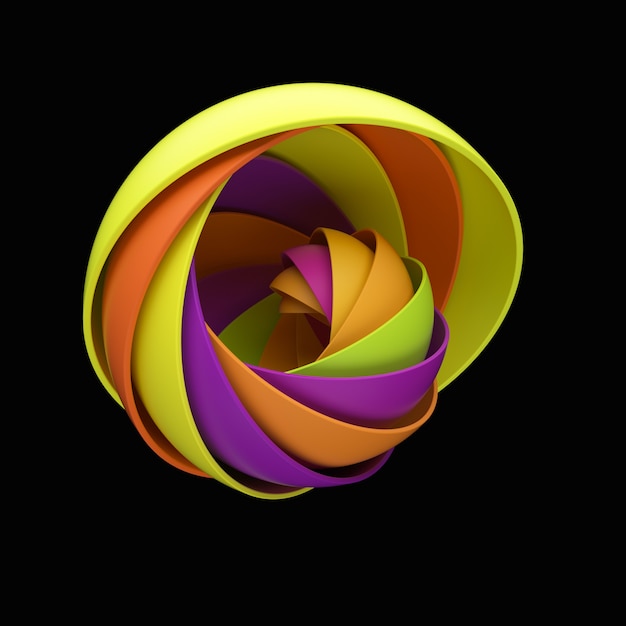 3d render abstract background. A lot of semispheres cloned into spiral form with light twist.