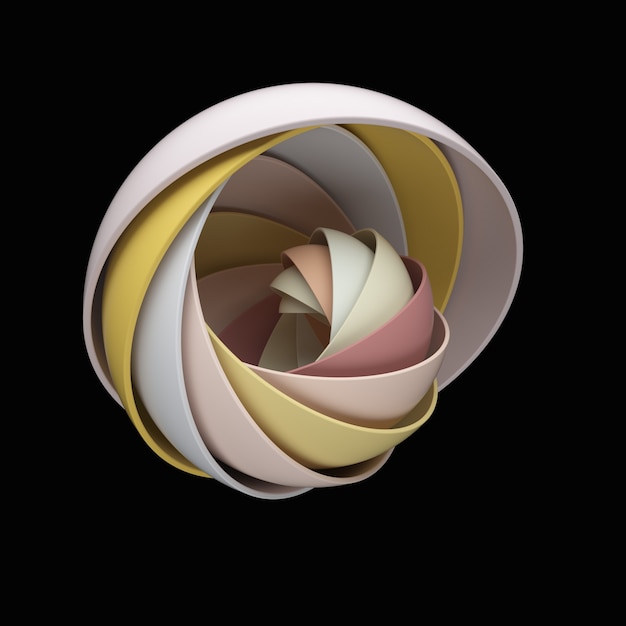 3d render abstract background. A lot of semispheres cloned into spiral form with light twist.