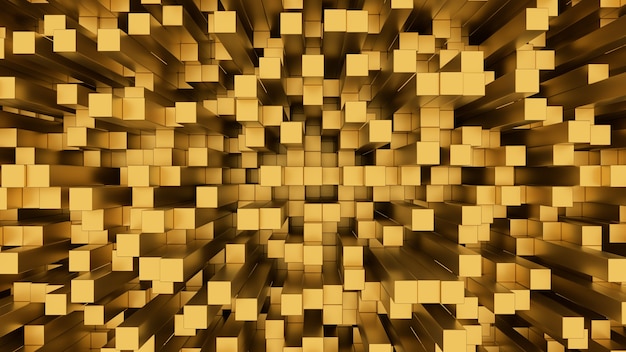 3d render abstract background pattern many golden objects