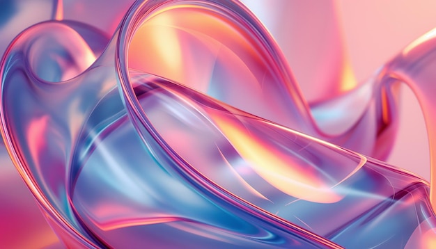 3d render abstract background transparent glossy glass ribbon curved wave in motion design