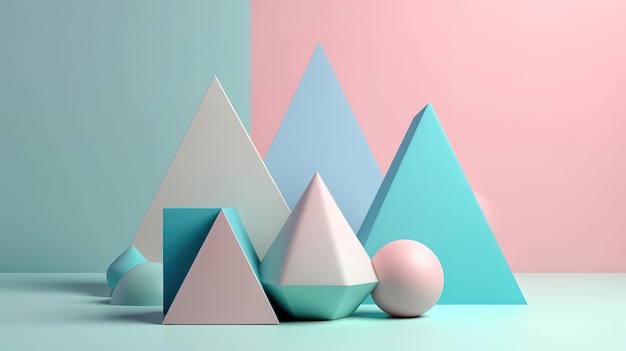 3d render abstract background triangle corner primitive geometric shapes Generative Ai