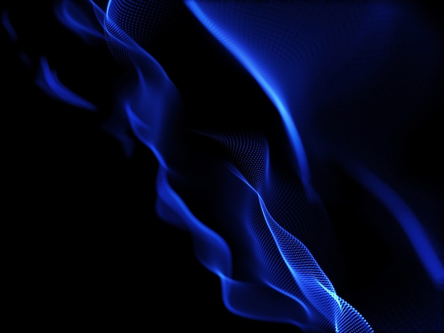 Rendering 3d di uno sfondo astratto con particelle cibernetiche che scorrono