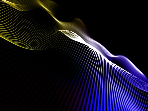 3D render of an abstract background with flowing sound waves design