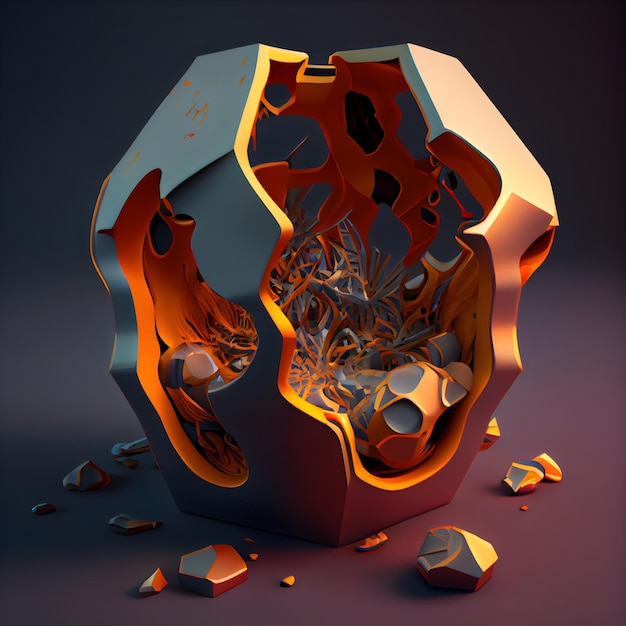 3d render abstract background with geometric shapes 3d illustration
