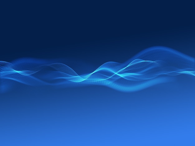 3D render of an abstract background with waves of flowing particles