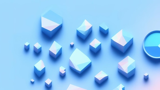 3d render Abstract blue geometric background