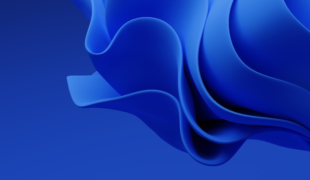 Photo 3d render abstract blue paper. fashion wallpaper. background waves. wavy shapes