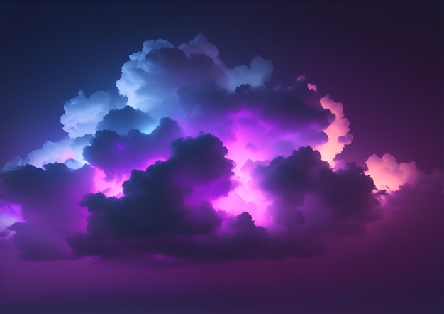 Photo 3d render abstract clouds illuminated with darkness light