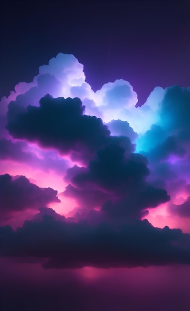 3d render abstract clouds illuminated with darkness light