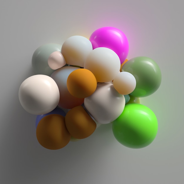 3d render abstract colorfull background with bright deformed spheres. Perfect for beauty or fashion presentation slides.