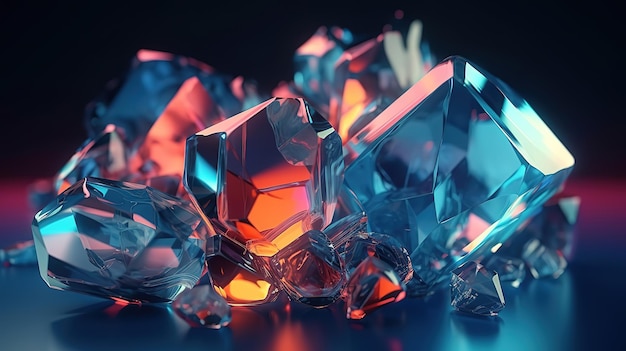 3d render Abstract crystal glass background Generative Ai