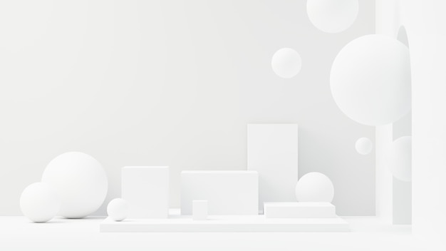 3D render abstract display podium platform voor productpresentatie en reclame Minimale scène achtergrond met schoon ontwerp Vrij voetstuk voor mock up Leeg podium met pastel kleur voor cosmetische