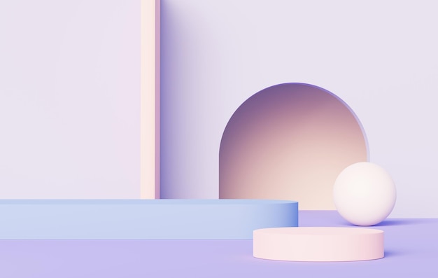 3D render abstract display podium platform voor productpresentatie en reclame Minimale scène achtergrond met schoon ontwerp Vrij voetstuk voor mock up Leeg podium met pastel kleur voor cosmetische