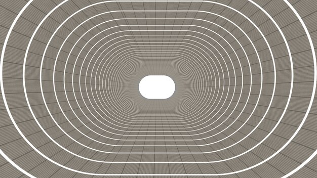 Photo 3d render of abstract ellipse shape in tunnel background