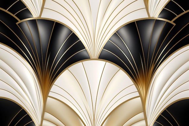 3D render of abstract fractal background with golden and black spirals