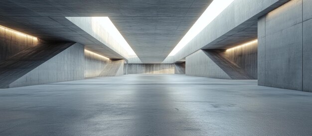 3d render of abstract futuristic architecture with empty concrete floor scene for car presentation