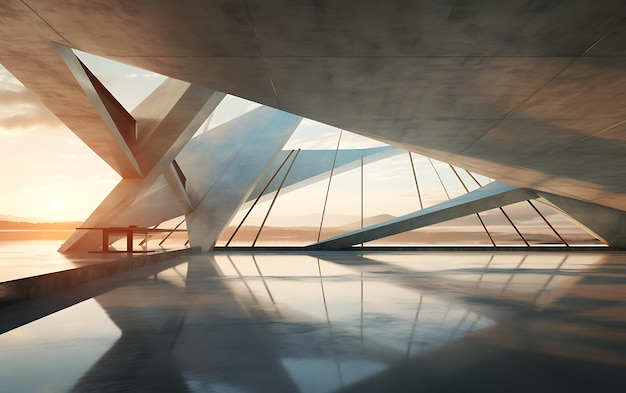 3d render of abstract futuristic glass architecture