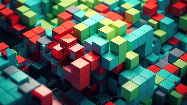 3d render abstract geometric background colorful constructor Generative Ai