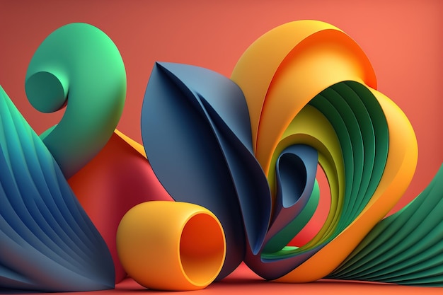 3D render abstract geometric background colorful creative shapes