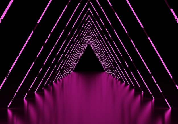 3d render, abstract geometric background, fluorescent ultraviolet light, glowing neon lines