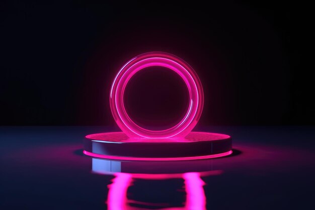 3d render abstract geometric background glowing pink ring