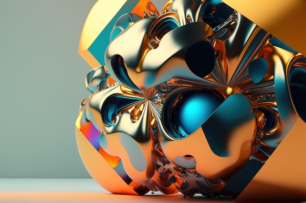 3D 렌더링 추상적 인 기하학적 배경 황금 창조적 인 모양