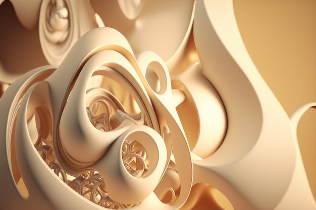 3D render abstract geometric background ivory creative shapes