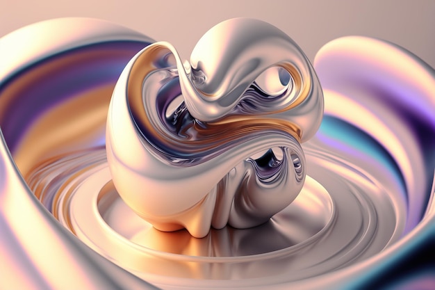 3D render abstract geometric background pearl creative shapes