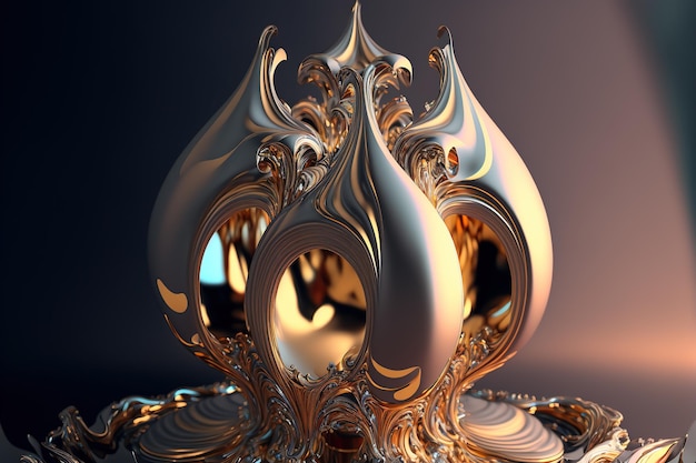 3D render abstract geometric background pearl golden creative shapes