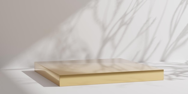 3D render of abstract geometric background platform Bright golden 3d pastel podium