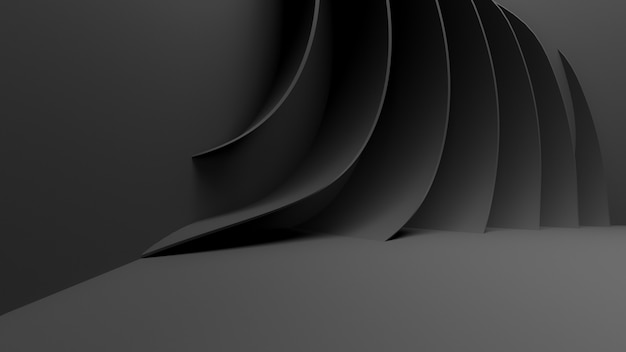 3d render abstract geometric black background