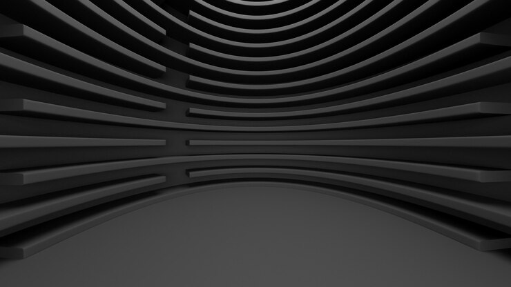 Photo 3d render abstract geometric black background