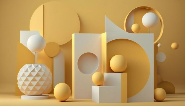 3D рендеринг абстрактных геометрических форм Минимальная сцена с геометрическими формами Модное шоу