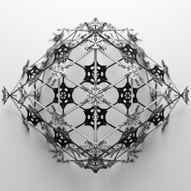 3d render abstract  geometrical shape. Complex structure. Simple geometry with detailed segments.