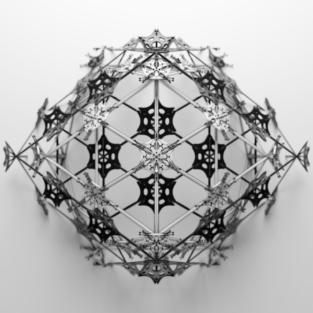 Photo 3d render abstract  geometrical shape. complex structure. simple geometry with detailed segments.